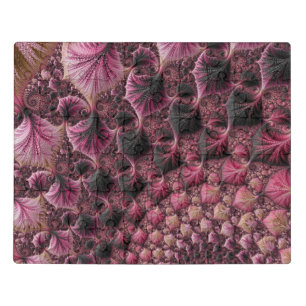 Boho Funky Eclectic Pink Black Abstract Fractal Jigsaw Puzzle