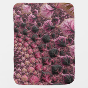 Boho Funky Eclectic Pink Black Abstract Fractal Receiving Blanket