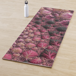 Boho Funky Eclectic Pink Black Abstract Fractal Yoga Mat