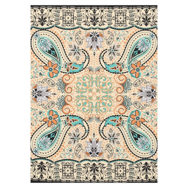 Boho Funky Trendy Retro Abstract Pattern Tablecloth (Front)