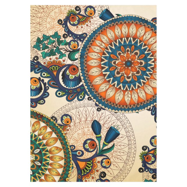 Boho Funky Trendy Retro Abstract Pattern Tablecloth (Front)