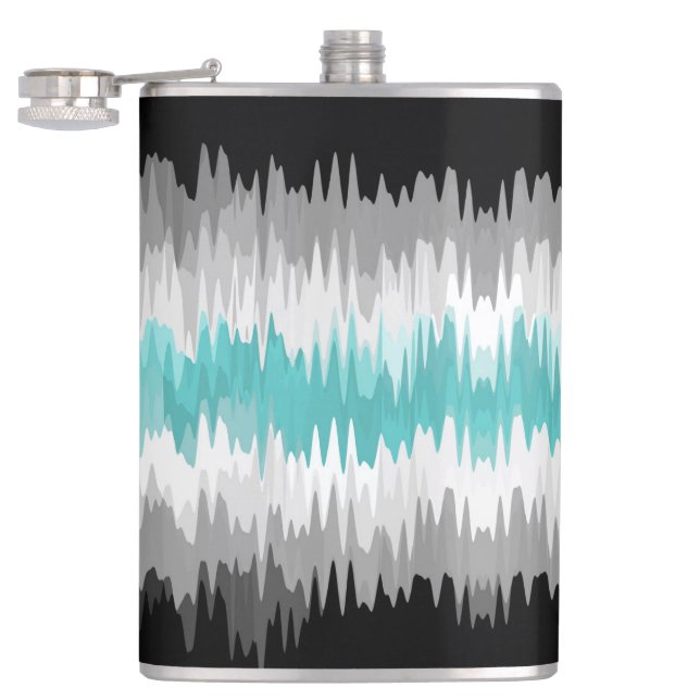 Boho Funky Wavy Abstract Libramasculine Pride Flag Flask (Opened)