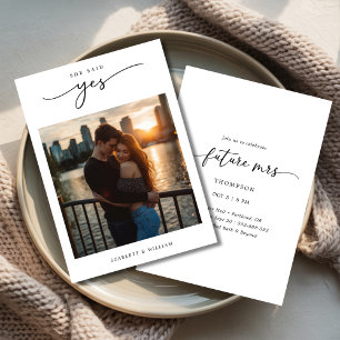 Boho Future Mrs. Photo She Said Yes Bridal Shower Invitation
