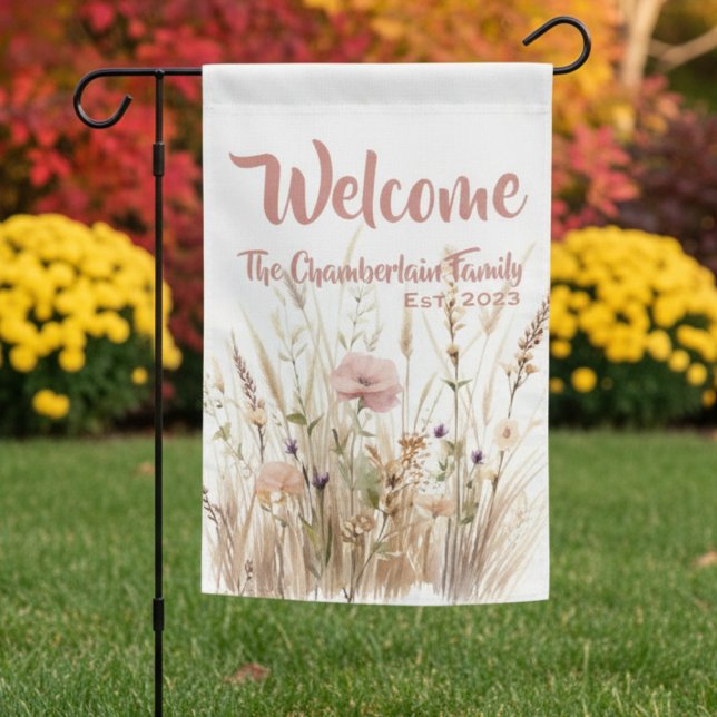 Boho Garden Flag – New Home Housewarming Gift (Wildflower Family Welcome Flag)
