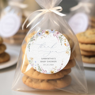 Boho Garden Floral Baby Shower Thank You Classic Round Sticker