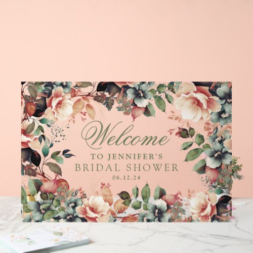 Boho Garden Floral Bridal Shower Welcome  Acrylic Sign