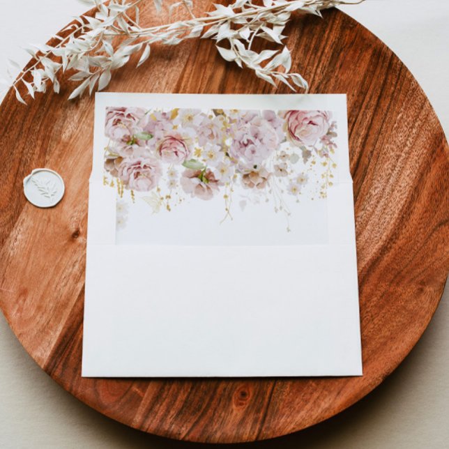Boho garden floral elegant wedding envelope liner (Creator Uploaded)