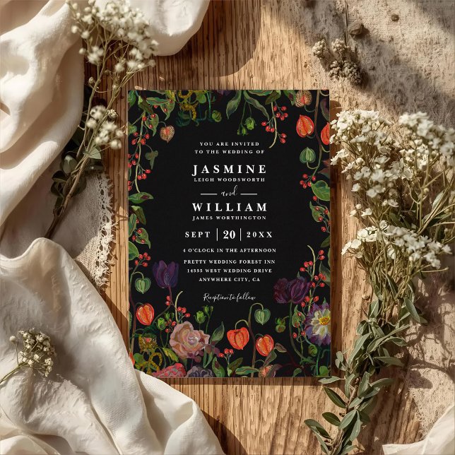 Boho Garden Floral Rustic Elegant QR Code Wedding Invitation (Creator Uploaded)