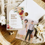 Boho Garden Flowers Pampas Grass Save the Date<br><div class="desc">Beautiful bohemian-inspired wedding save the date featuring rustic watercolor flowers,  pampas grass,  and lush tropical greenery complimented with modern typography. Personalize with your own wording! If you want to change the font style,  color or text placement,  simply click the "Customize Further" button.</div>
