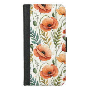 Boho Garden of Beautiful Poppies iPhone 8/7 Wallet Case