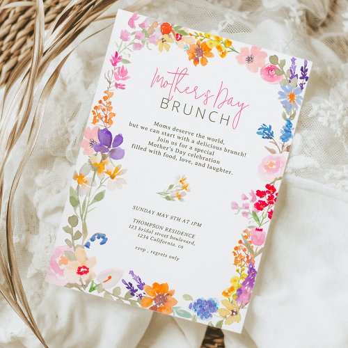 Boho garden summer floral wildflowers mothers day invitation