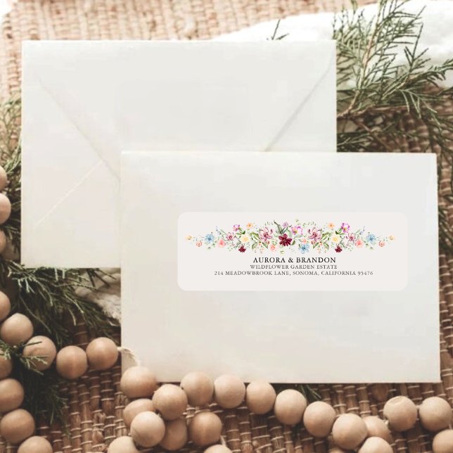 Boho Garden Watercolor Wildflower Wedding  Label (Creator Uploaded)