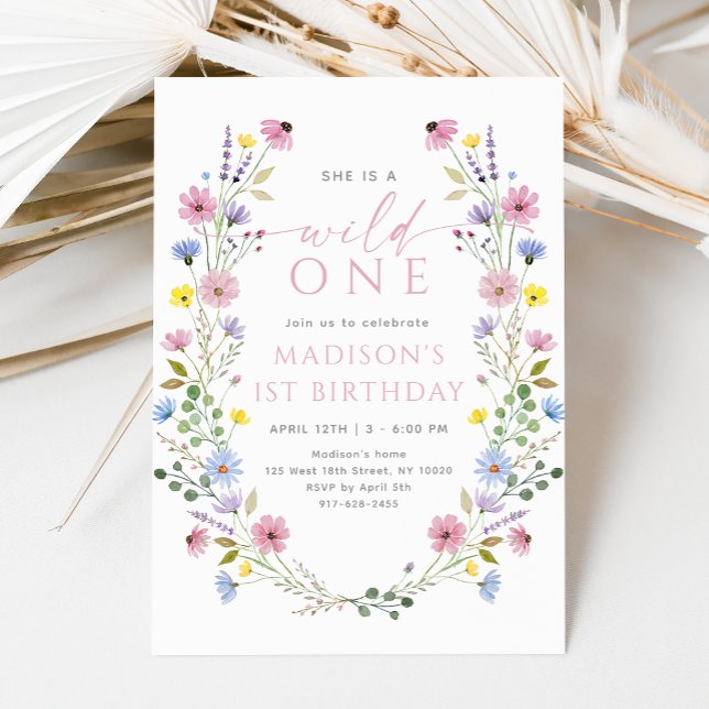 Boho Garden Wild One Wildflower First Birthday Invitation (Creator Uploaded)