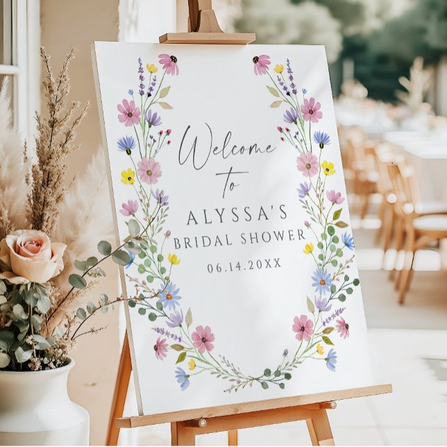 Boho Garden Wildflower Bridal Shower Welcome Foam Board (Creator Uploaded)