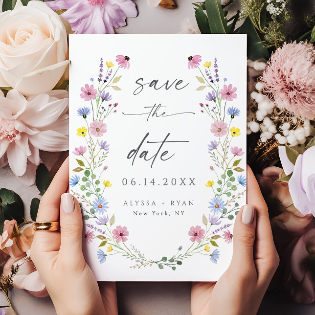 Boho Garden Wildflower Wedding Save the Date Card (Creator Uploaded)