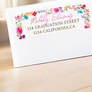 Boho garden wildflowers meadow graduation label