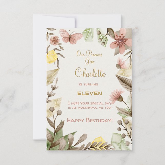 Boho Gems Vintage Crystals  happy birthday Card (Front)