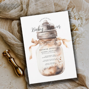 Boho Gender Neutral Baby Shower   Baby Bottle Invitation