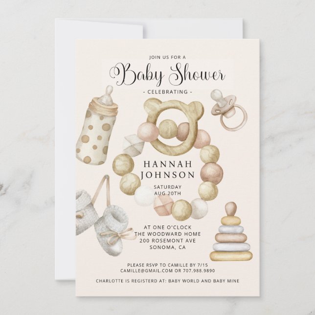 Boho Gender Neutral Baby Shower Invitation (Front)