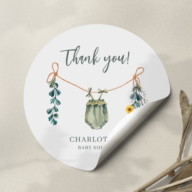 Boho Gender Neutral Baby Shower Thank You Sticker (Creator Uploaded)