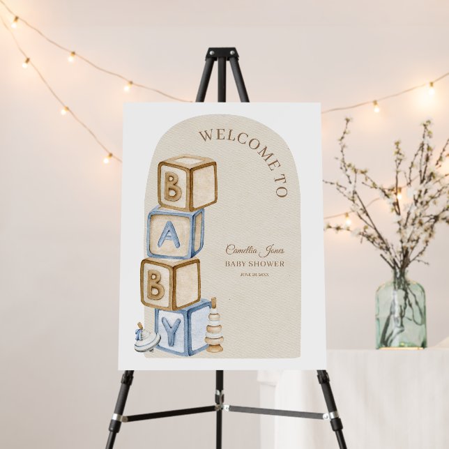 Boho Gender Neutral Blocks And Toys Baby Shower  Foam Board (In Situ (Stand))