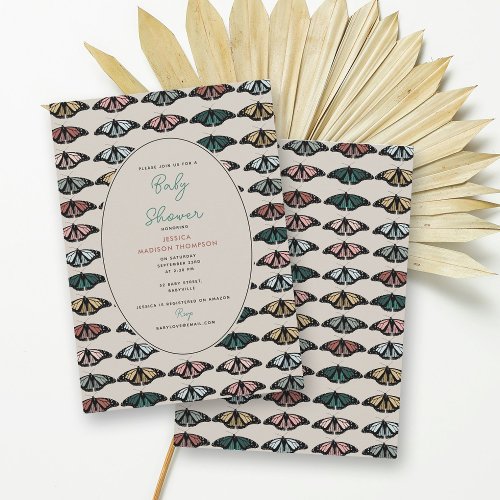 Boho Gender Neutral Butterflies Baby Shower Invitation