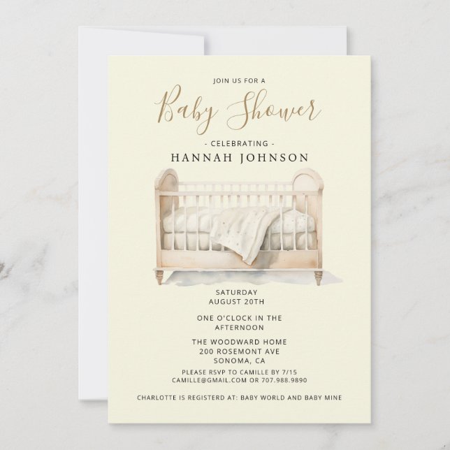 Boho Gender Neutral Crib Baby Shower Invitation (Front)
