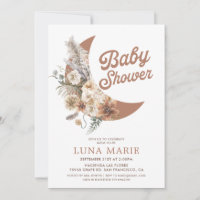 Boho Gender Neutral Moon Baby Shower Invitation