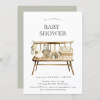 Boho Gender Neutral Sage Green Rainbow Baby Shower Invitation