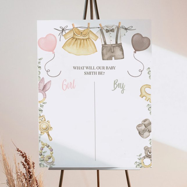 Boho Gender Reveal Boy or Girl Voting Sign (Creator Uploaded)