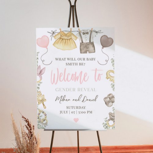 Boho Gender Reveal Boy or Girl Welcome Sign