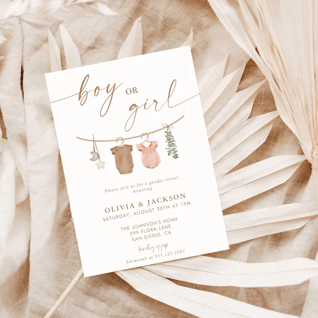 Boho Gender Reveal Invite | Neutral Gender Reveal | Zazzle