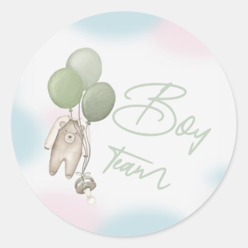 Boho Gender Reveal Stickers Team Boy
