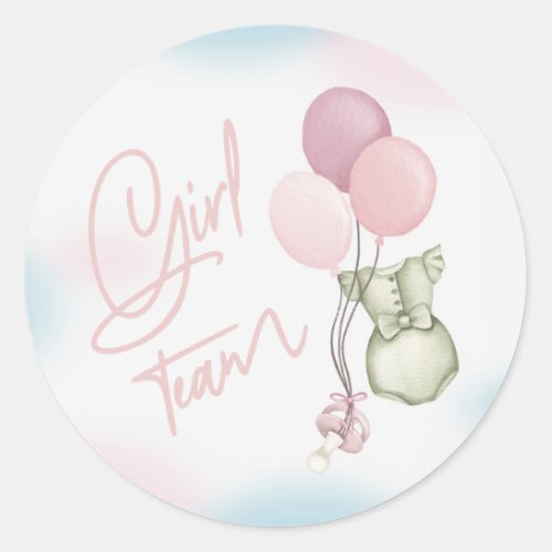 Boho Gender Reveal Stickers Team Girl