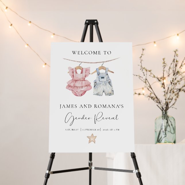 Boho Gender Reveal Welcome Sign, Editable Gender  Foam Board (In Situ (Stand))