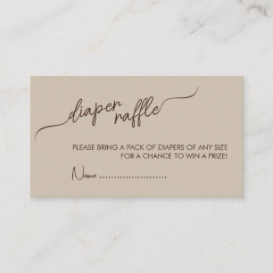 Boho genderneutral Brown Diaper Raffle Baby Shower Enclosure Card