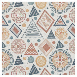 Boho Geometric Abstract Shapes Terracotta Pattern Fabric