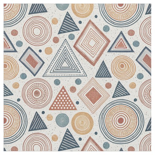 Boho Geometric Abstract Shapes Terracotta Pattern Fabric