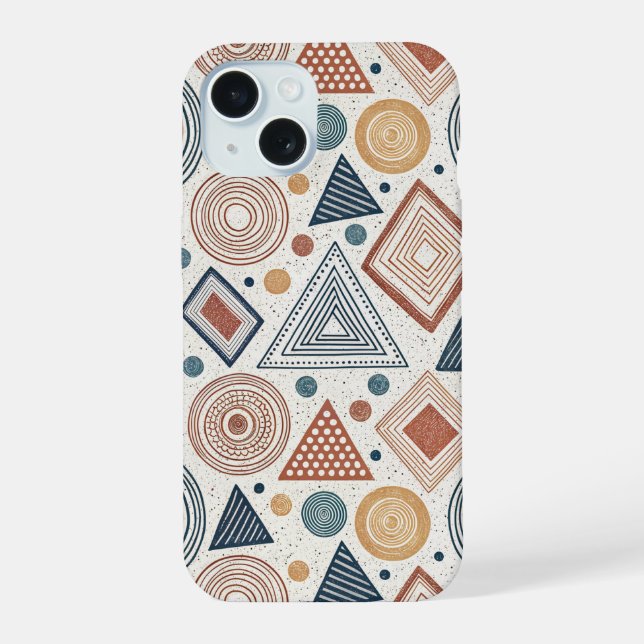 Boho Geometric Abstract Shapes Terracotta Pattern Iphone Case (Back)