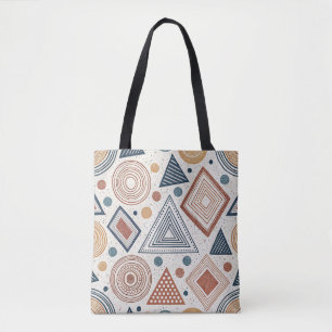 Boho Geometric Abstract Shapes Terracotta Pattern Tote Bag
