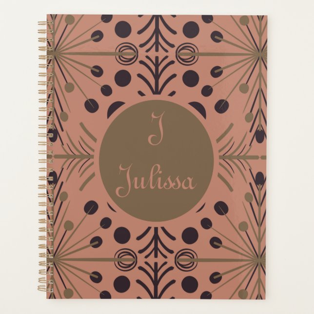 Boho Geometric Arrow Mauve Personalized Planner (Front)