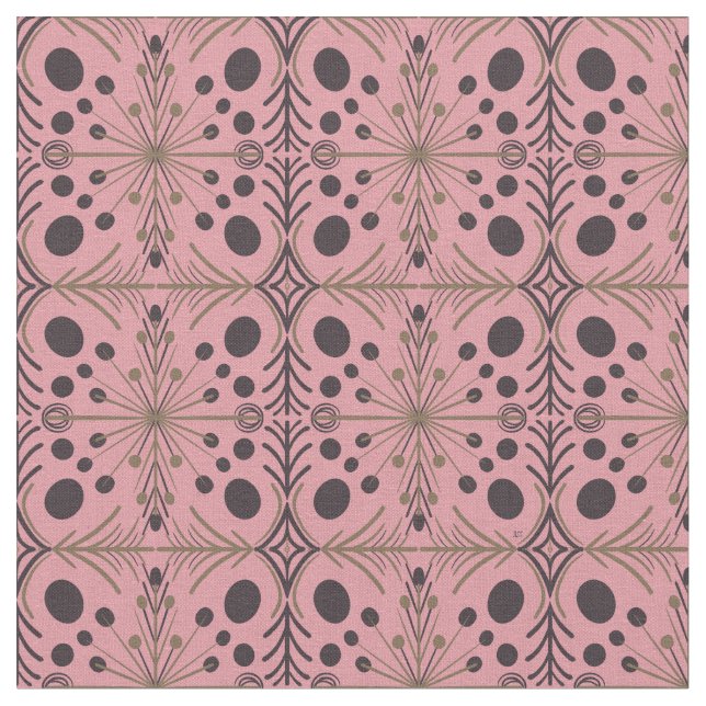 Boho Geometric Arrow Pink Pattern Fabric (Close Up)