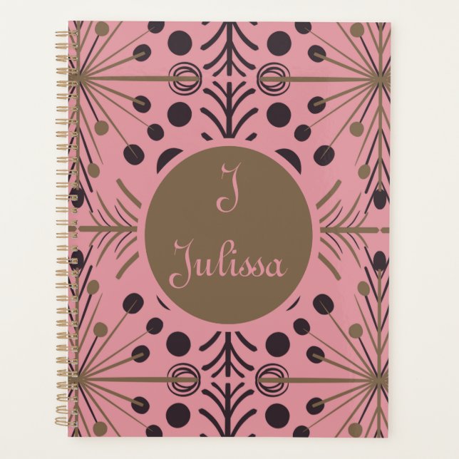Boho Geometric Arrow Pink Personalized  Planner (Front)