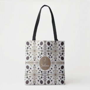 Boho Geometric Arrow White Personalized Tote Bag
