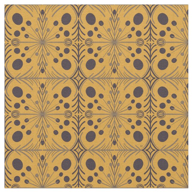 Boho Geometric Arrow Yellow Pattern Fabric (Close Up)