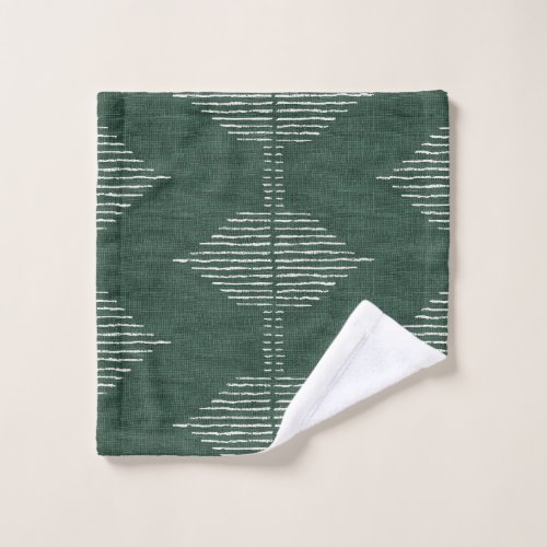 Boho Geometric Bath Towels in Emerald Green