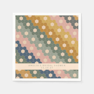 Boho Geometric Blue Green Custom Bridal Shower  Napkins