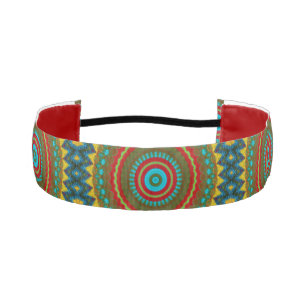 Boho Geometric Brown Red Yellow Blue Ethnic Tribal Athletic Headband