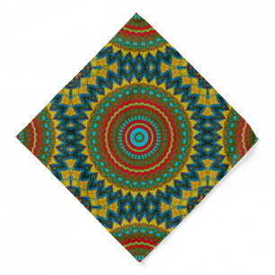 Boho Geometric Brown Red Yellow Blue Ethnic Tribal Bandana