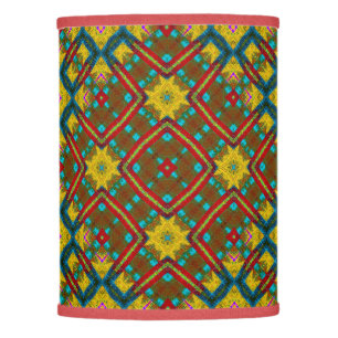 Boho Geometric Brown Red Yellow Blue Ethnic Tribal Lamp Shade